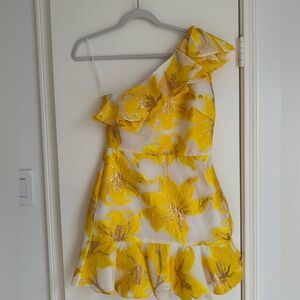 Milly White Dress with Yellow Floral Accents